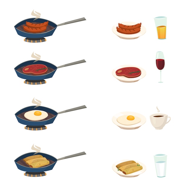 Vector gratuito set de desayuno pan