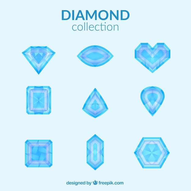 Vector gratuito set de diamantes en diseño plano