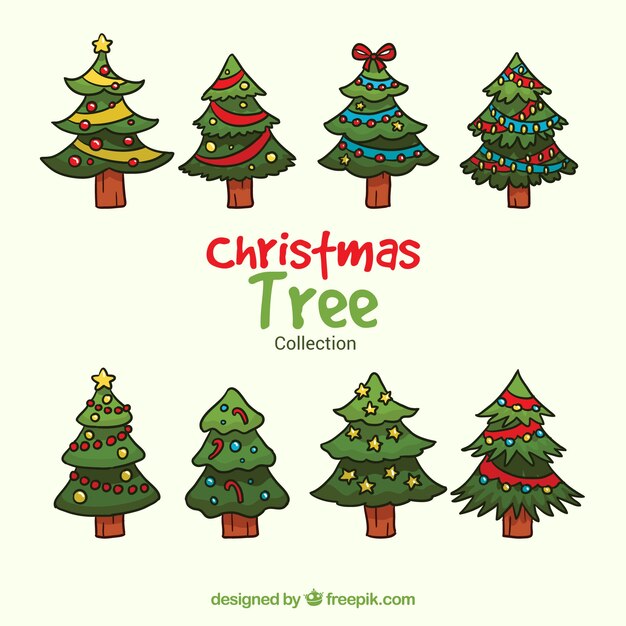 Set de dibujos de árboles de navidad