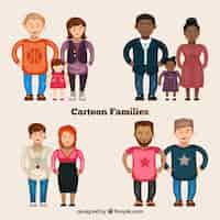 Vector gratuito set de dibujos familias diversas