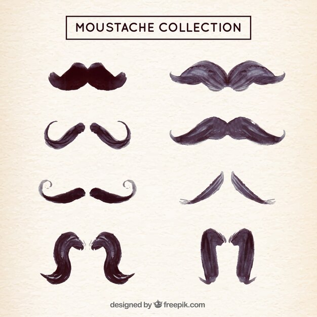Set de diferentes bigotes de acuarela 