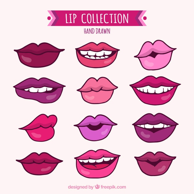 Set de diferentes bocetos de labios