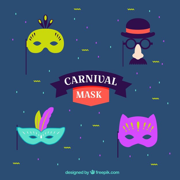 Set de diferentes máscaras de carnaval 