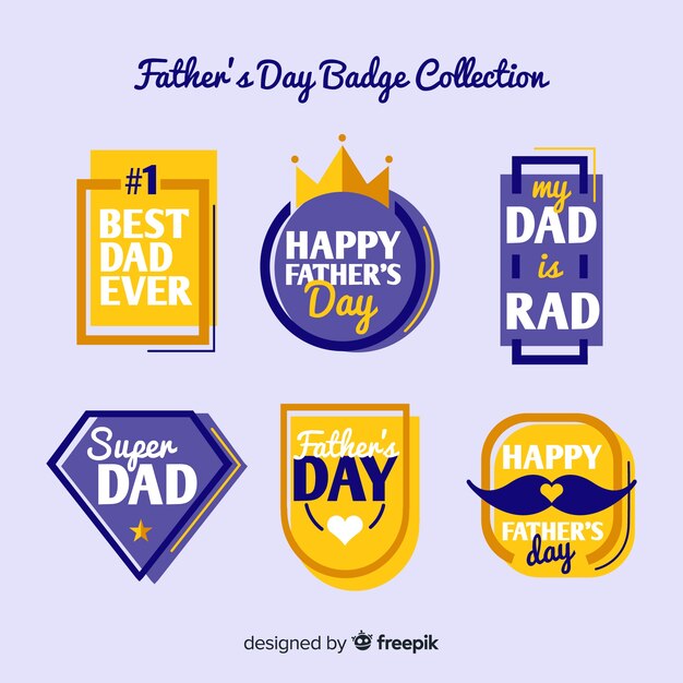 Set de distintivos del día del padre
