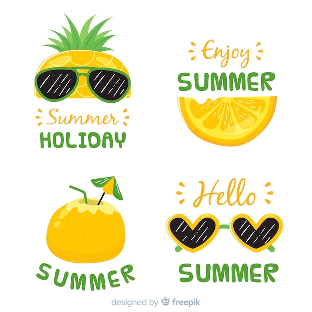 Vector gratuito set de distintivos dibujados de verano