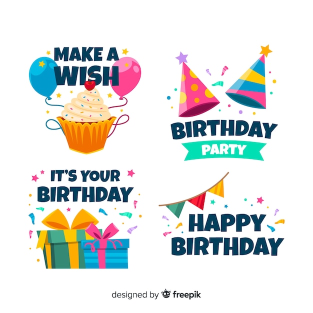 Set de distintivos de fiesta de cumplaños