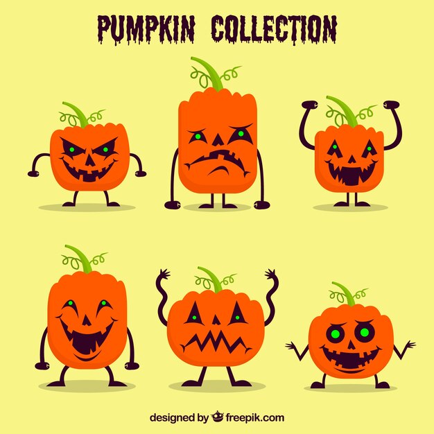 Set de divertidas calabazas de halloween 