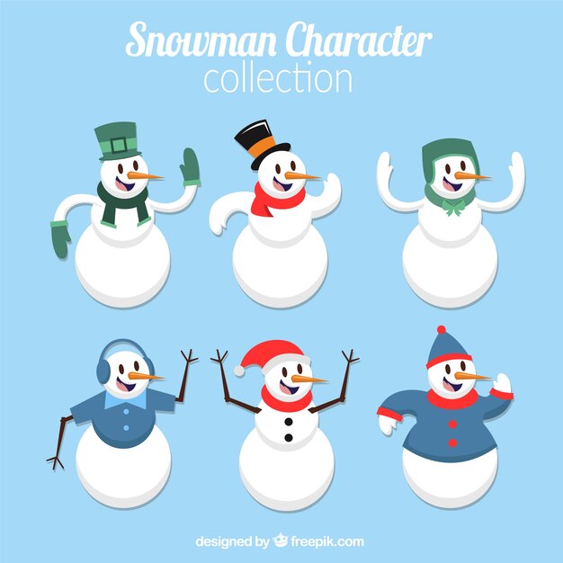 Set de divertidos y simpáticos muñecos de nieve 