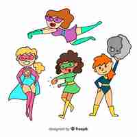 Vector gratuito set de divertidos superheroes