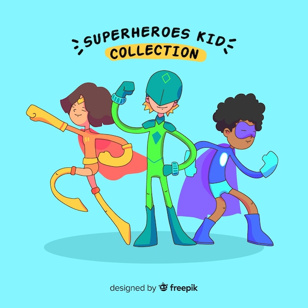 Vector gratuito set de divertidos superheroes