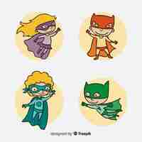 Vector gratuito set de divertidos superheroes