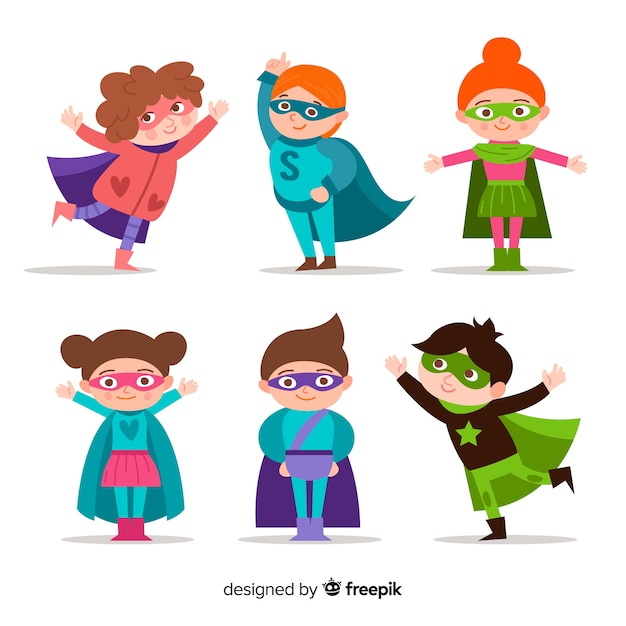 Vector gratuito set de divertidos superheroes