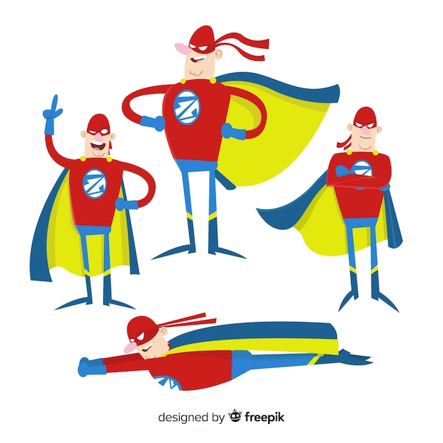 Vector gratuito set de divertidos superheroes