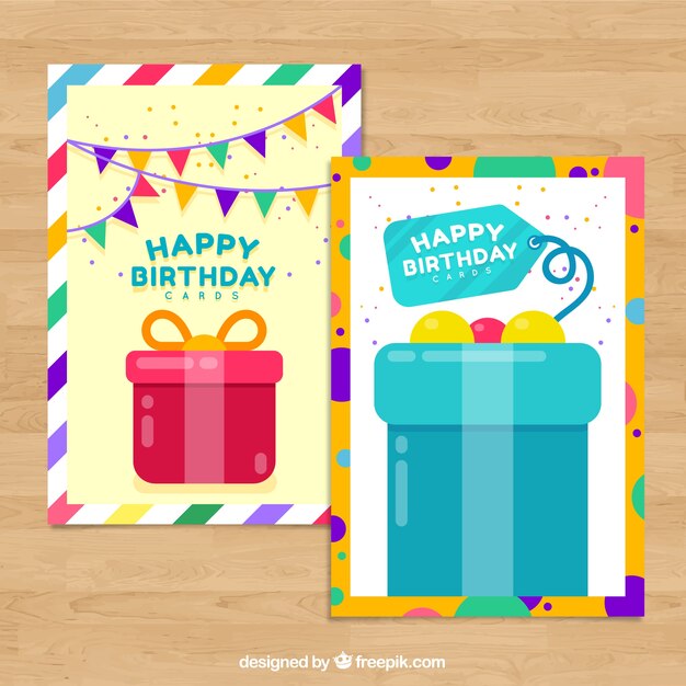 Set de dos tarjetas de cumpleaños planas