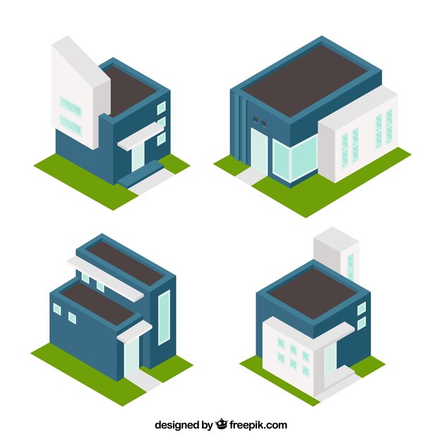 Vector gratuito set de edificios en estilo isométrico