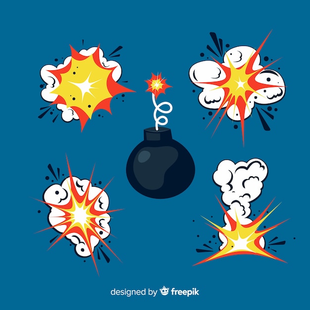 Vector gratuito set de efectos de explosiones de bombas