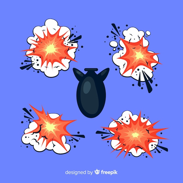 Vector gratuito set de efectos de explosiones de bombas