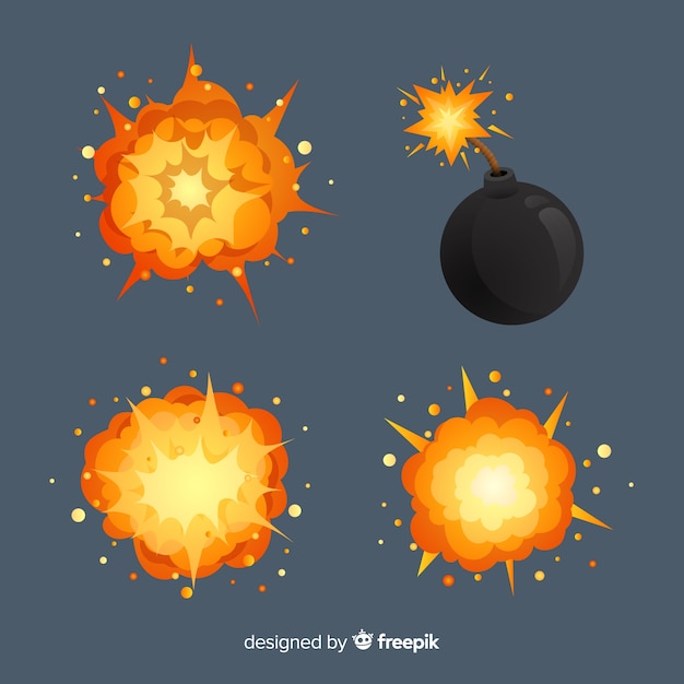 Vector gratuito set de efectos de explosiones de bombas