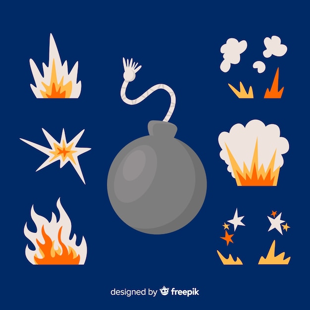 Vector gratuito set de efectos de explosiones de bombas