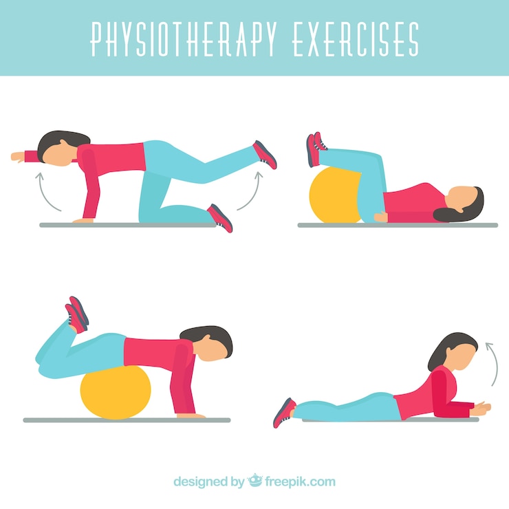 Vector gratuito set de ejercicios de rehabilitación