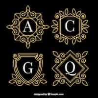 Vector gratuito set de elegantes monogramas dorados