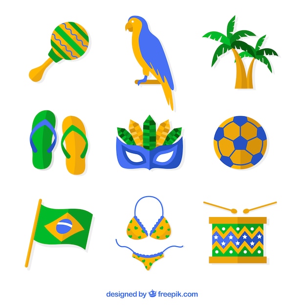 Vector gratuito set de elementos de carnaval de brasil