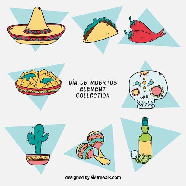 Set de elementos de celebración del día de los muertos 