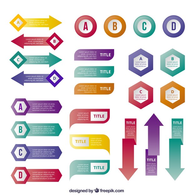 Set de elementos coloridos para infografías en diseño plano