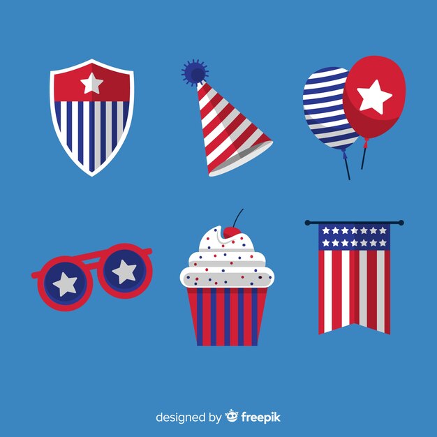 Set de elementos del cuatro de julio