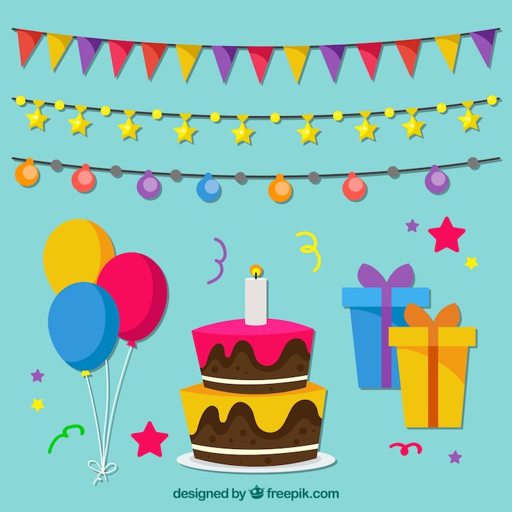 Vector gratuito set de elementos de cumpleaños