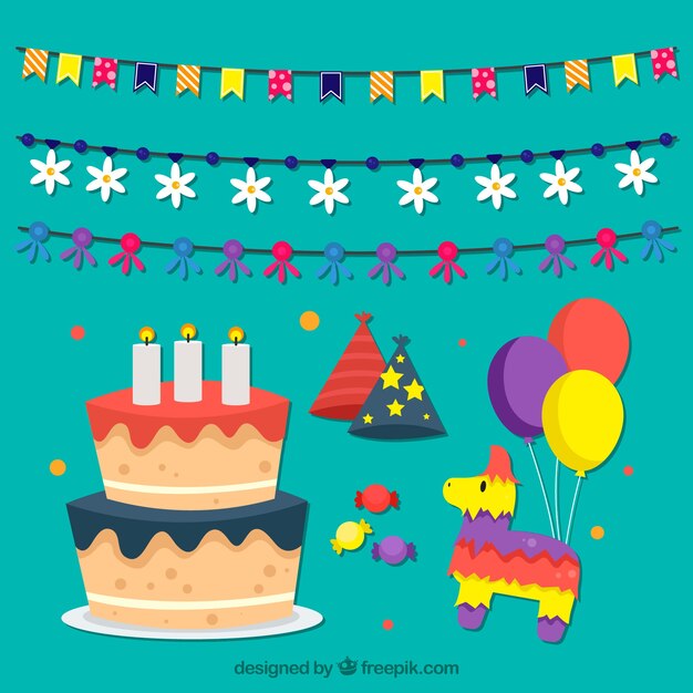 Set de elementos de cumpleaños 