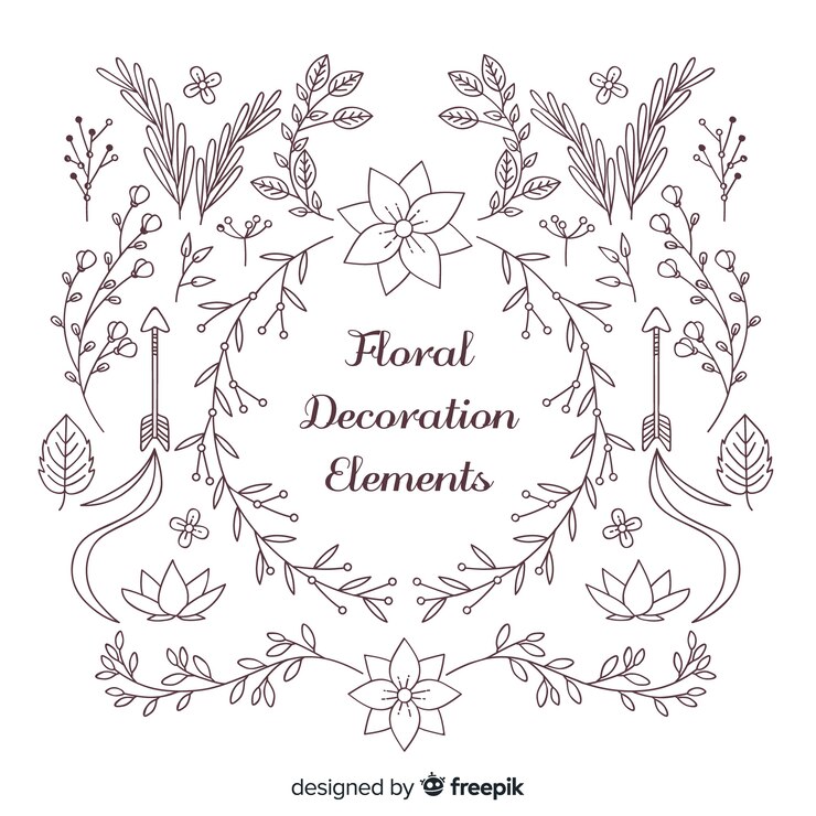 Vector gratuito set de elementos decorativos florales