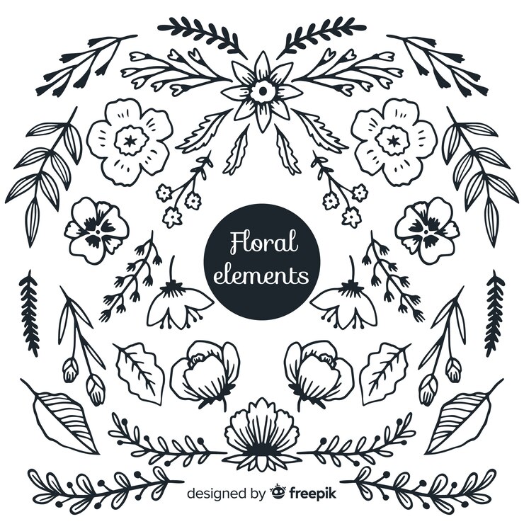 Vector gratuito set de elementos decorativos florales