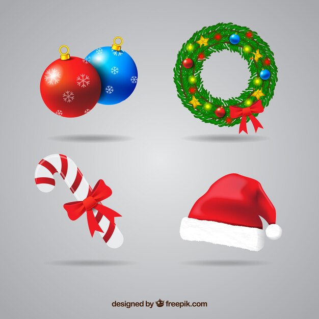 Set de elementos decorativos de navidad 