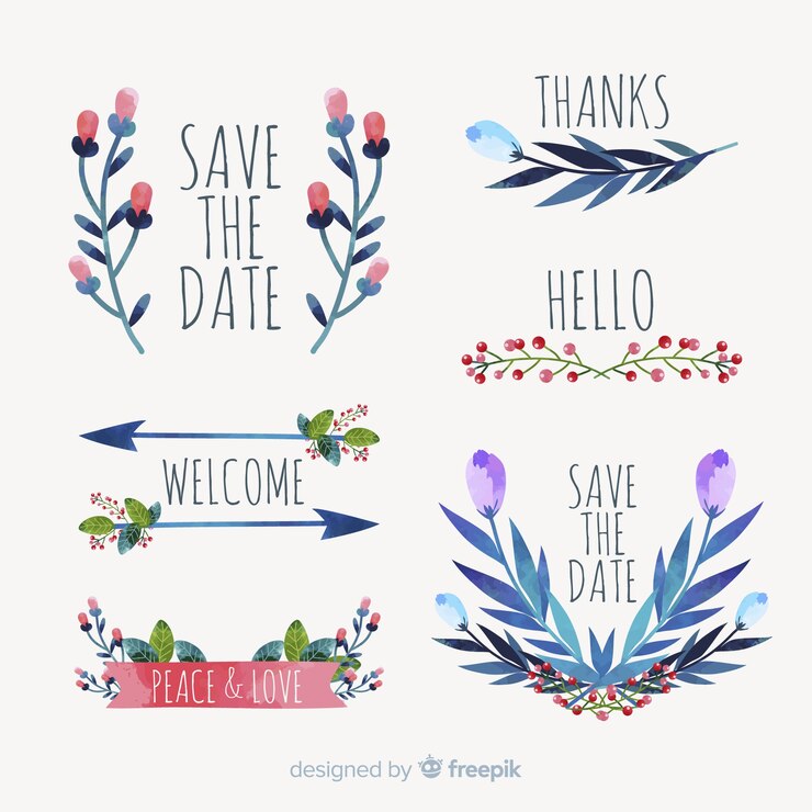 Vector gratuito set de elementos decorativos de salvar la fecha
