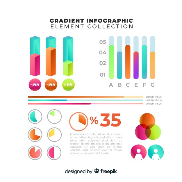 Set de elementos degradados de infografía