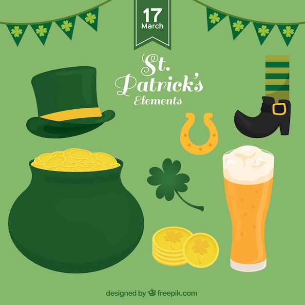 Set de elementos del día de san Patricio