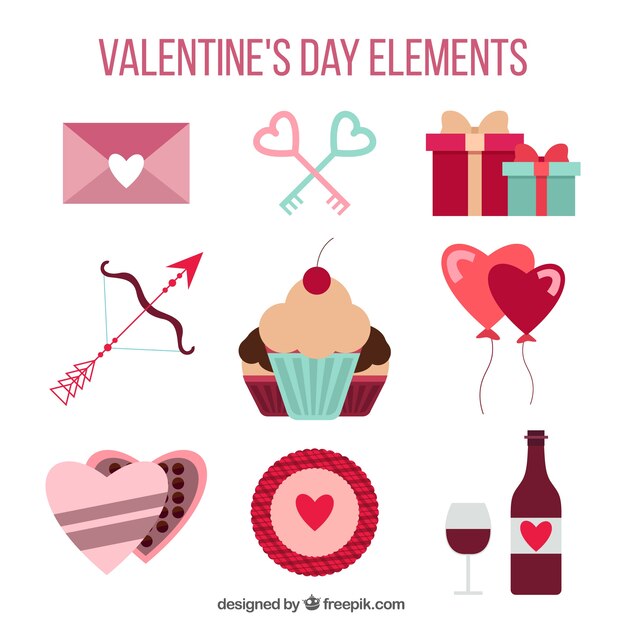 Set de elementos del día de san valentín 