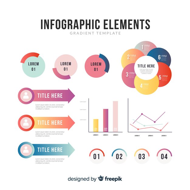 Set de elementos de estilo degradado de infografías