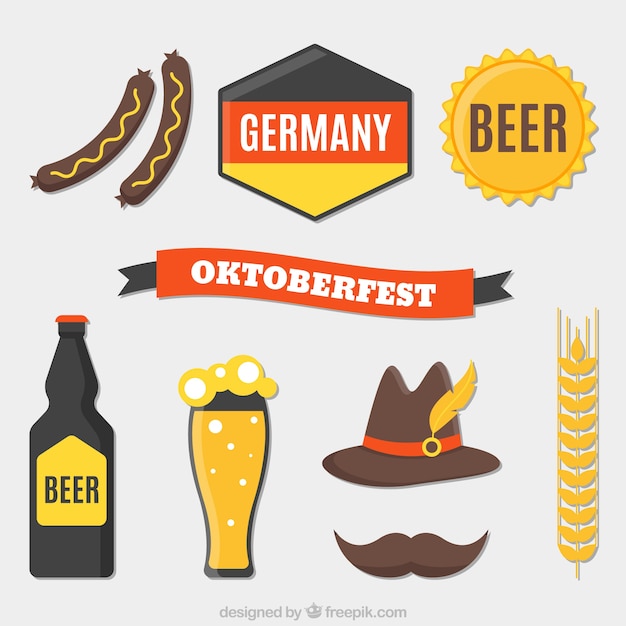 Vector gratuito set de elementos para el festival de oktoberfest