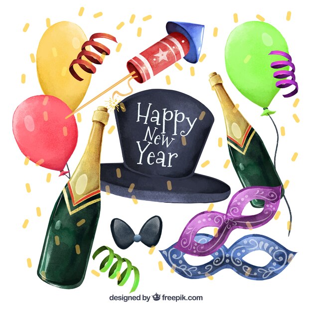 Set de elementos de  fiesta de año nuevo