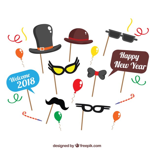 Set de elementos de  fiesta de año nuevo