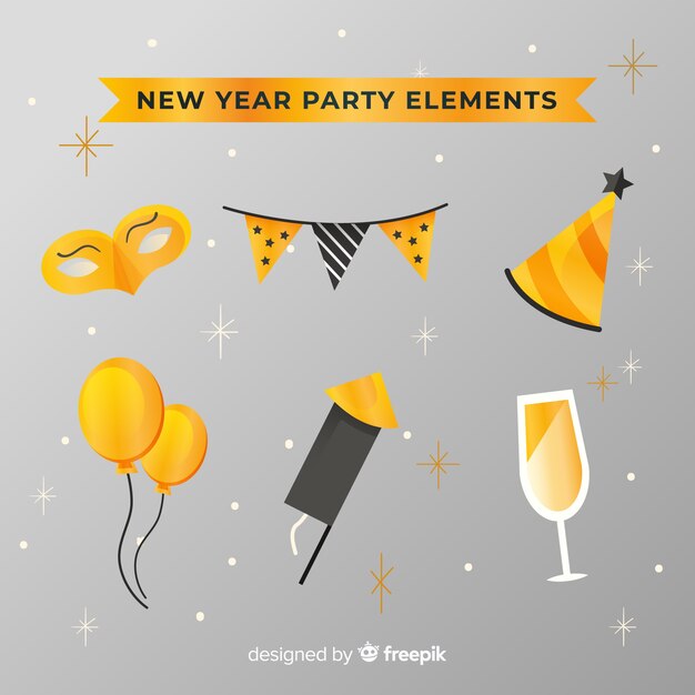Set de elementos de fiesta para año nuevo