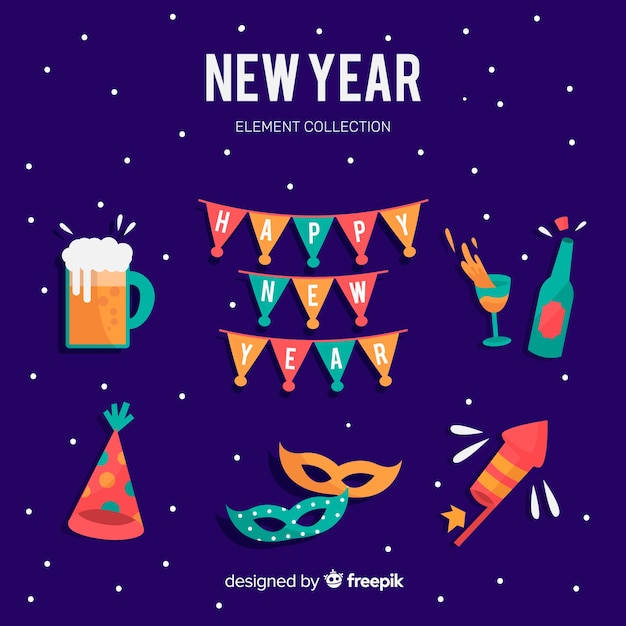 Set de elementos de fiesta para año nuevo