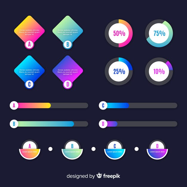 Set elementos infografía degradados