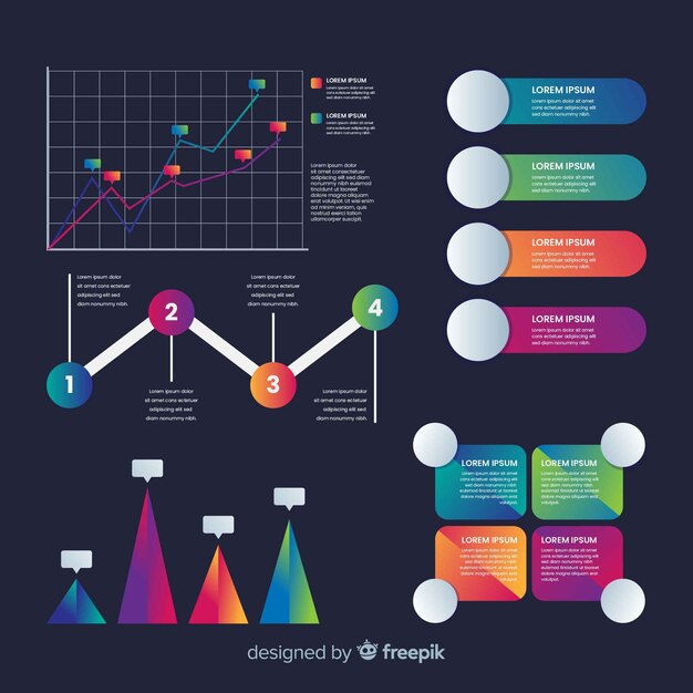 Set elementos infografía degradados