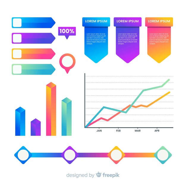 Set elementos infografía degradados