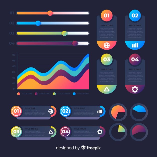 Set elementos infografía degradados