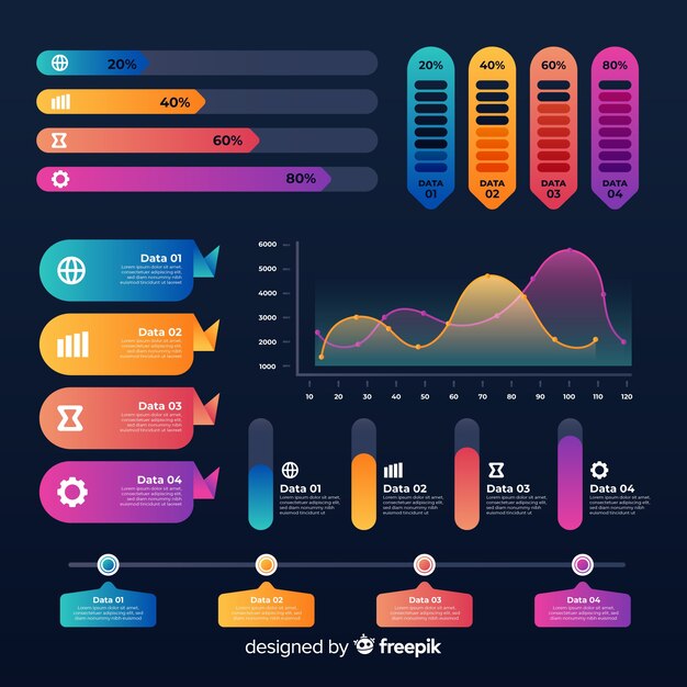 Set elementos infografía degradados