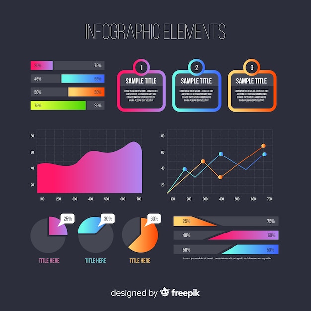 Set elementos infografía degradados